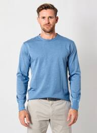 T-shirt stretch manches longues bleu MOULIN NEUF homme
