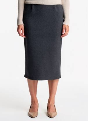 Jupe mi-longue stretch noir QUATRE VINGT JOURS femme