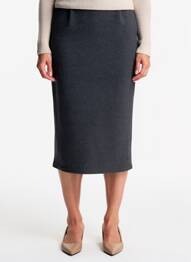 Jupe mi-longue stretch noir QUATRE VINGT JOURS femme