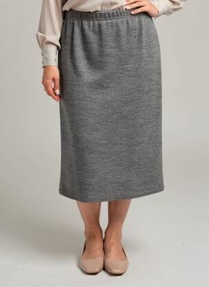 Jupe mi-longue coupe droite gris QUATRE VINGT JOURS femme