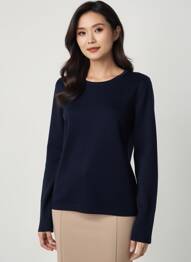 Pull coupe cintrée manches longues bleu GERRY WEBER femme