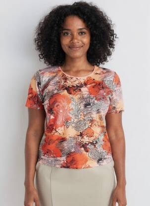 Top coupe fluide manches courtes orange NAYAT femme