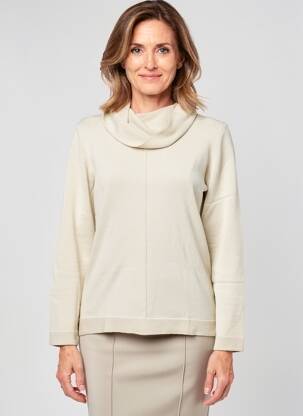 Pull coupe cintrée manches longues beige BARBARA LEBEK femme