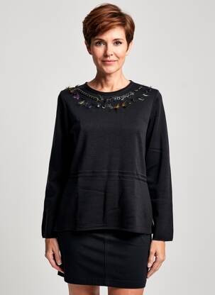 Pull coupe cintrée manches longues noir TELMAIL femme