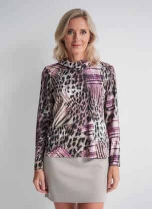 T-shirt imprimé fantaisie manches longues violet BARBARA LEBEK femme