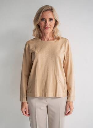 Pull coupe droite manches longues marron RABE femme