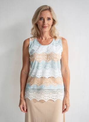 Top coupe cintrée sans manche bleu GREGORY PAT femme