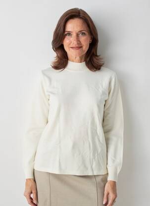 Pull coupe droite manches longues blanc RABE femme