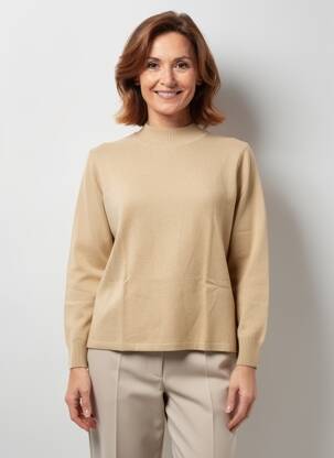 Pull coupe droite manches longues marron RABE femme