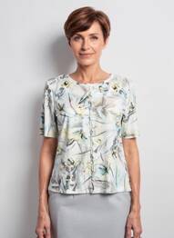 T-shirt stretch manches courtes vert FRANK WALDER femme