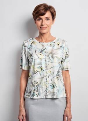 T-shirt stretch manches courtes vert FRANK WALDER femme