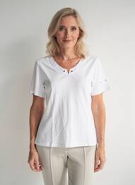 T-shirt coupe cintrée manches courtes blanc TELMAIL femme