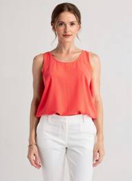 Top tissage crêpe sans manche rouge ANDAMIO femme