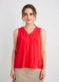 Top tissage crêpe sans manche rouge ANDAMIO femme