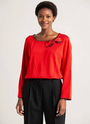 Top tissage crêpe manches longues rouge BETTY BARCLAY femme