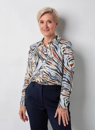 Blouse manches longues manches longues bleu FRANK WALDER femme