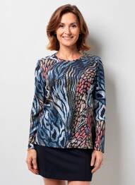 Top stretch manches longues bleu GUY DUBOUIS femme