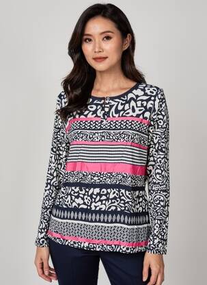 Top tissage jersey manches longues bleu FRANK WALDER femme