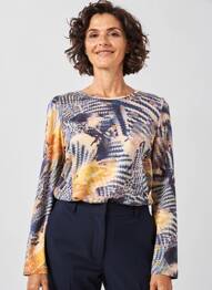 Top stretch manches longues bleu GUY DUBOUIS femme