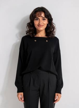 Pull stretch manches longues noir TRIPODE femme