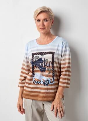 Top stretch manches longues bleu FRANK WALDER femme