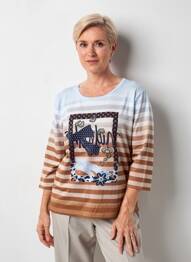 Top stretch manches longues bleu FRANK WALDER femme