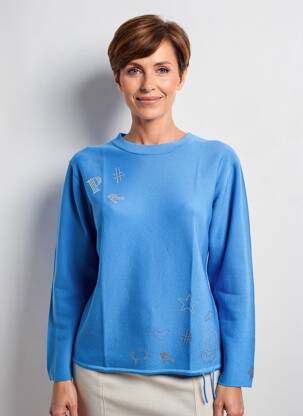 Pull coupe cintrée manches longues bleu RABE femme