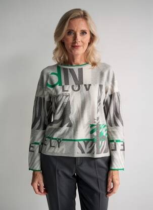 Pull tissage chiné manches longues gris RABE femme