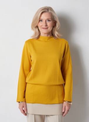 Pull coupe cintrée manches longues jaune FRANK WALDER femme