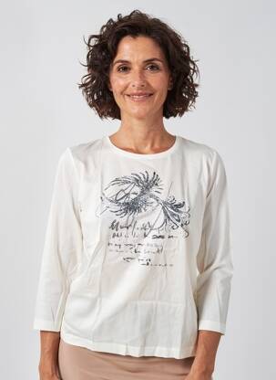 Top imprimé fantaisie manches longues beige RABE femme