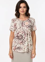 Top stretch manches courtes beige ANANKE femme