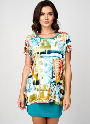 Top stretch manches courtes bleu ARONA femme