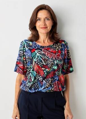 Top stretch manches courtes bleu GUY DUBOUIS femme
