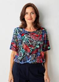 Top stretch manches courtes bleu GUY DUBOUIS femme