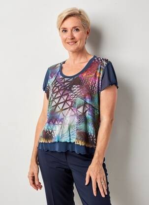 Top stretch manches courtes bleu GUY DUBOUIS femme