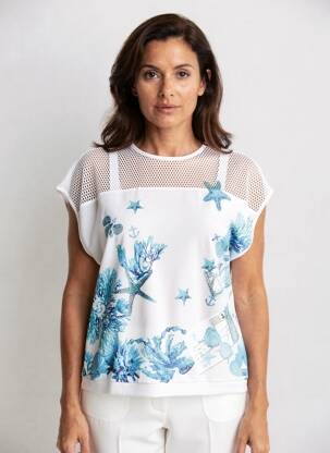 Top stretch manches courtes bleu ANANKE femme