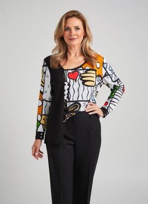 Top tissage jersey manches longues noir DOLCEZZA femme
