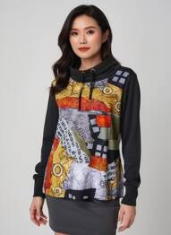 Pull tissage chiné manches longues gris DOLCEZZA femme