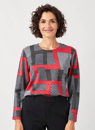 Pull coupe cintrée manches longues rouge GUY DUBOUIS femme