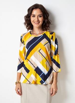 T-shirt manches 3/4 manches 3/4 jaune BETTY BARCLAY femme