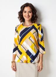T-shirt stretch manches 3/4 jaune BETTY BARCLAY femme