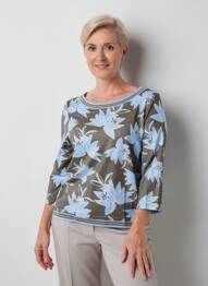 T-shirt col rond manches 3/4 gris FRANK WALDER femme