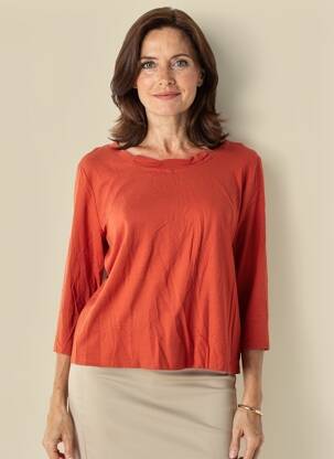 T-shirt manches 3/4 manches 3/4 orange FRANK WALDER femme