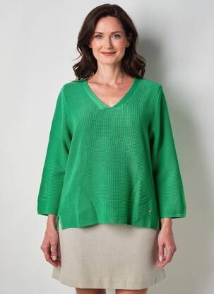 Pull coupe cintrée manches 3/4 vert RABE femme