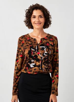T-shirt manches longues manches longues marron BARBARA LEBEK femme