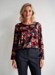 Sous-pull imprimé fantaisie manches longues rouge GUY DUBOUIS femme