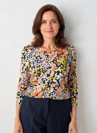 T-shirt stretch manches 3/4 bleu GUY DUBOUIS femme