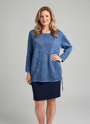 Pull tissage chiné manches 3/4 bleu RABE femme