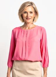 Blouse col rond manches 3/4 rose FRANK WALDER femme