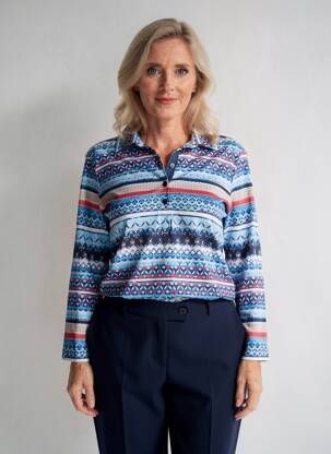Polo manches 3/4 manches 3/4 bleu RABE femme